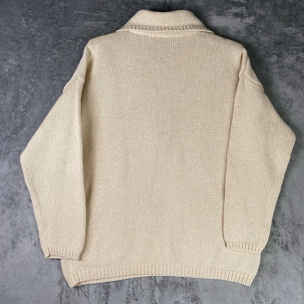 Vtg Liz Claiborne Sweater Womens S Cream Half Zip Collared Pockets Coastal 90s - Picture 8 of 12